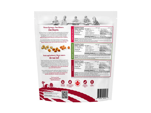 Three Farmers - Chickpeas & Fava Beans - Healthy Variety Snack Packs back - 18 × 28g _ Miller & Bean