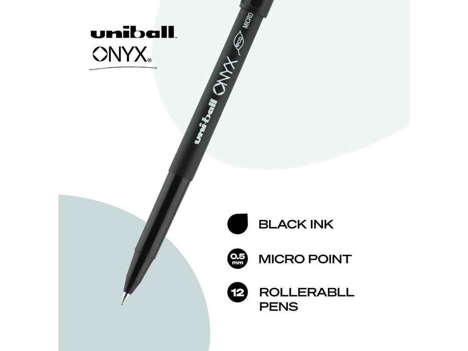 Uni-ball Roller Rollerball Pens - 0.5mm - Black - Pack of 12