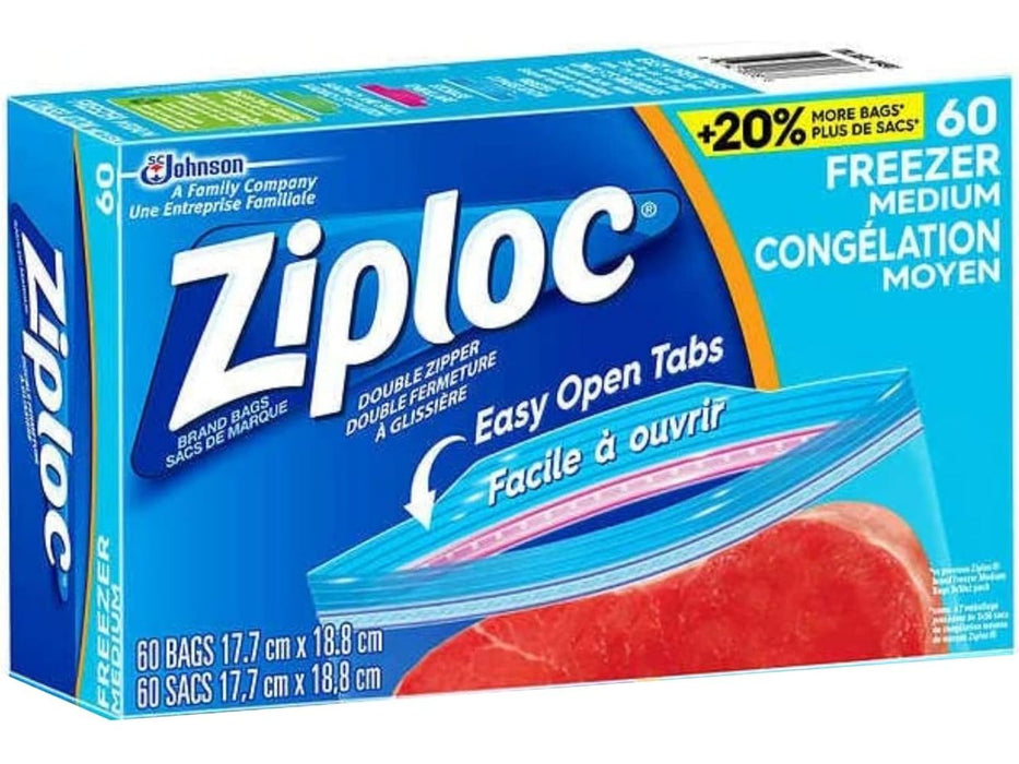 Ziploc Medium Freezer Bags - Package 60