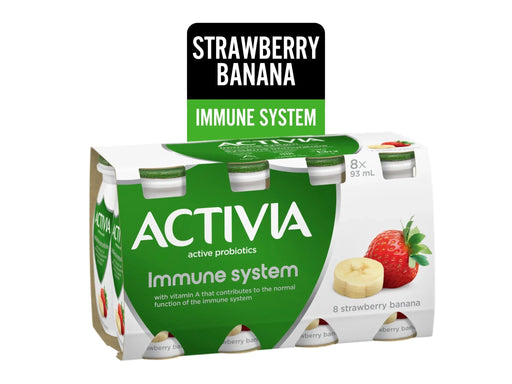 Activia Probiotic Yogurt Drink - Strawberry - Banana - 8 x 93ml - Miller & Bean Coffee Company