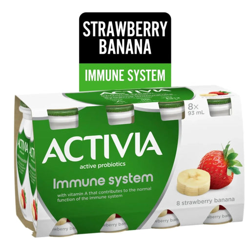 Activia Probiotic Yogurt Drink - Strawberry - Banana - 8 x 93ml - Miller & Bean Coffee Company