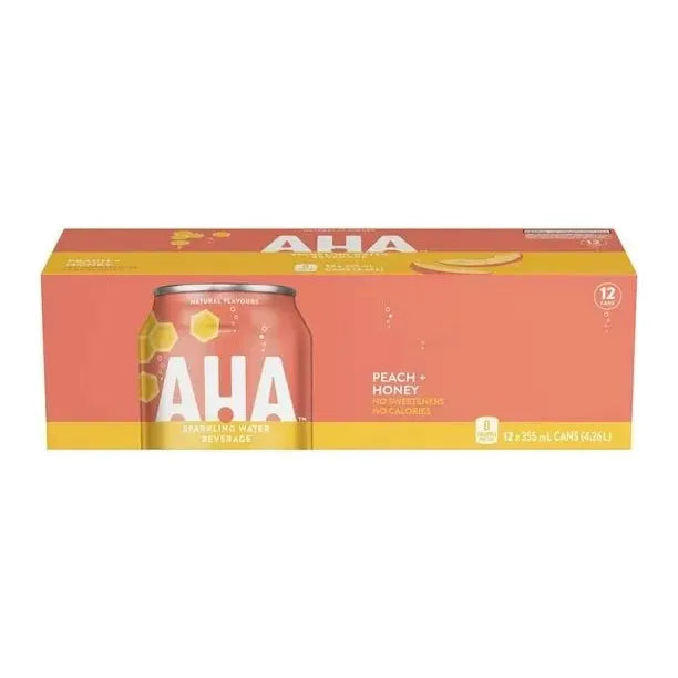 AHA - Peach + Honey Sparkling Water - 12 x 355ml - Miller & Bean Coffee Company