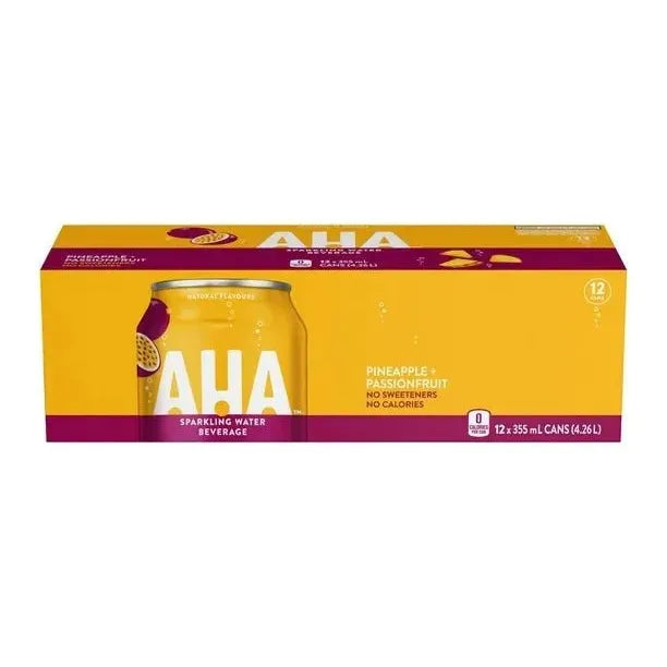 AHA - Pineapple + Passionfruit Sparkling Water - 12 x 355ml - Miller & Bean Coffee Company