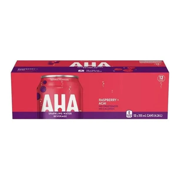 AHA - Raspberry + Acai Sparkling Water - 12 x 355ml - Miller & Bean Coffee Company