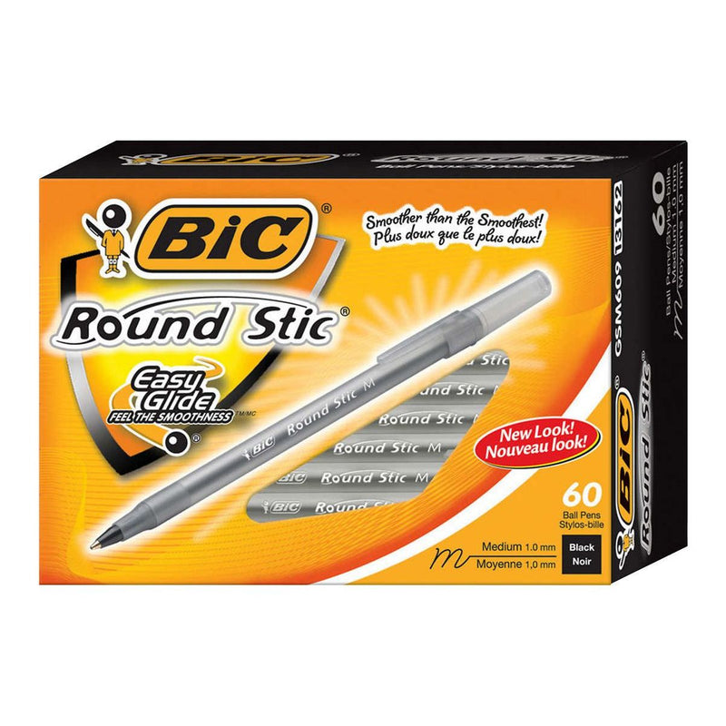 BIC Round Stic Black Ballpoint Pens - Pack of 60 - Miller & Bean Coffee Company