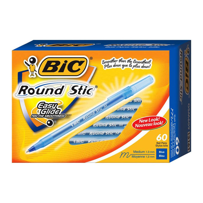 BIC Round Stic Blue Ballpoint Pens - Pack of 60 - Miller & Bean Coffee Company