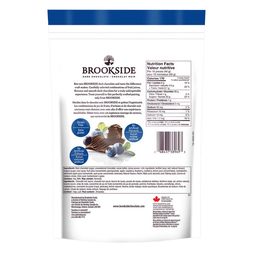 Brookside Dark Chocolate Açaí & Blueberry 850g nutrition facts and ingredients