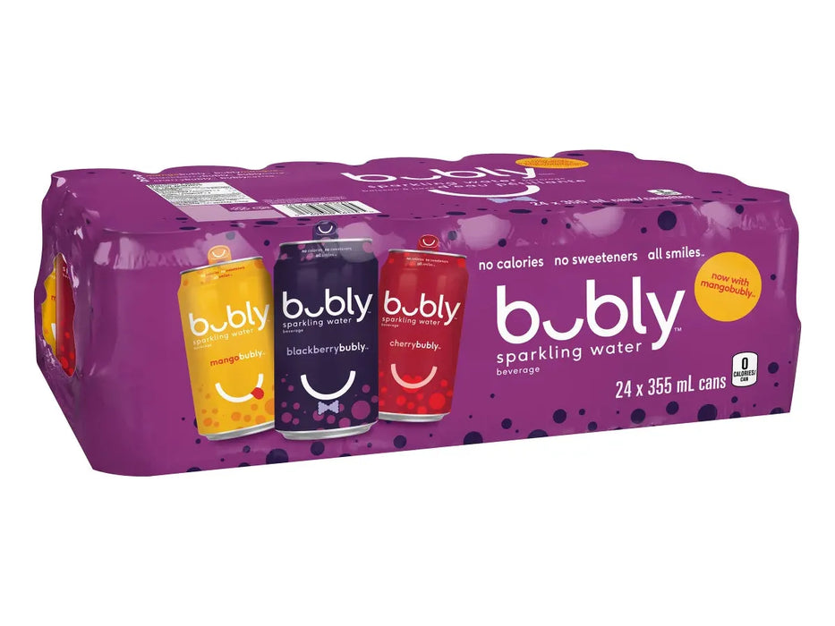 Bubly - Variety Pack - Cherry, Blackberry ,Mango - 24 x 355m