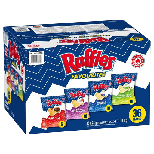 Chips - Ruffles - Variety Box - 36 x 28g Bags - Miller & Bean Coffee Company