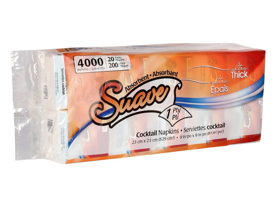 Cocktail Napkins - 1 - ply - 20 Packs of 200 - Miller & Bean Coffee Company