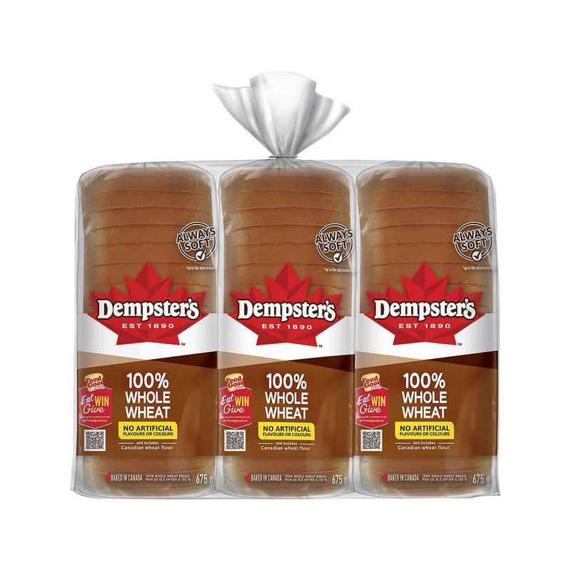 Dempster’s 100% Whole Wheat Bread - 3 x 675g Loaf - Miller & Bean Coffee Company