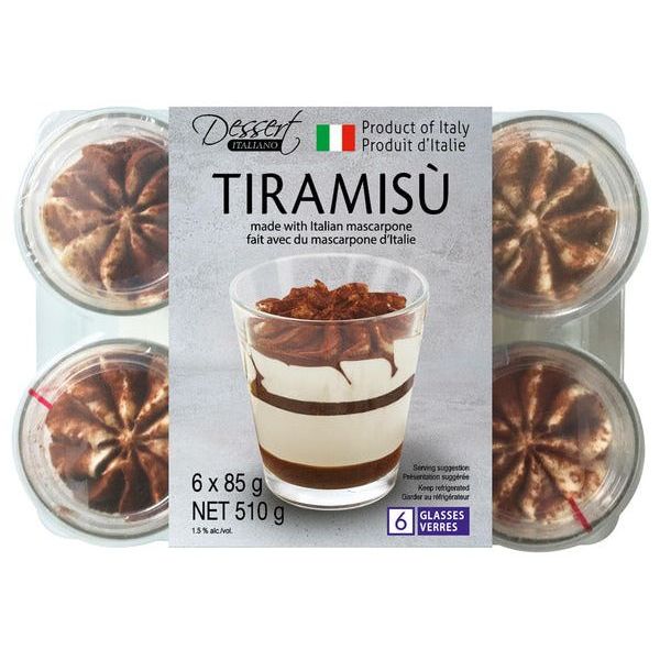 Fresh Italian Tiramisu - 6 x 85g Glasses - Miller & Bean Coffee Company