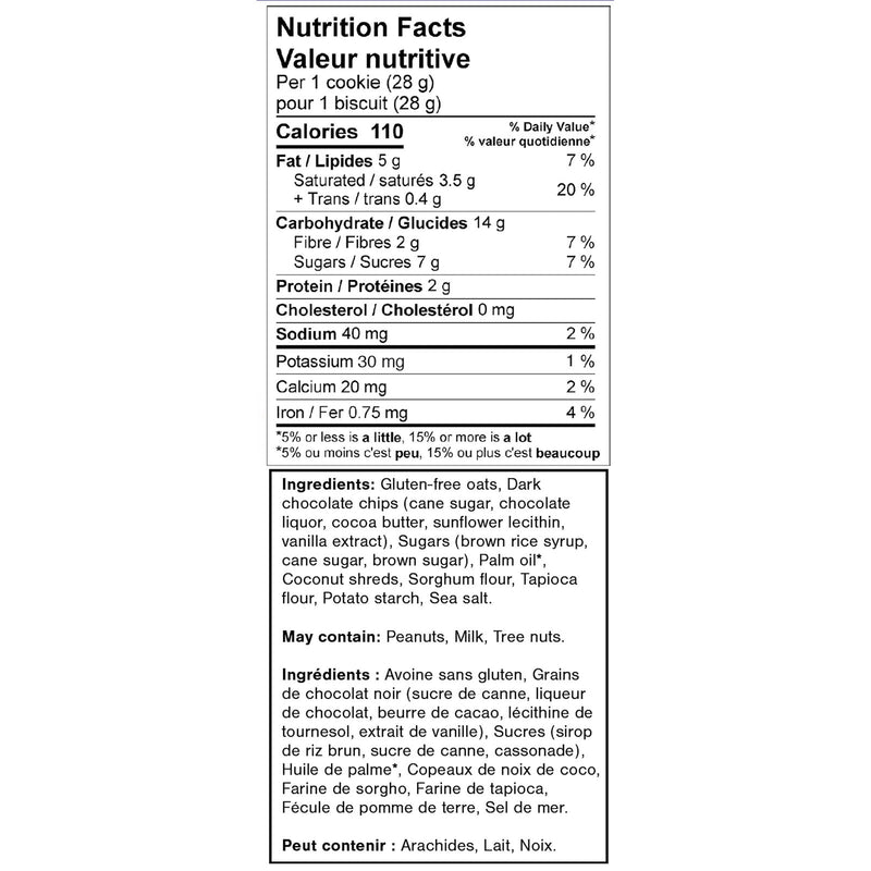 Heavenly Hunks Oatmeal Dark Chocolate Cookies nutrition facts and ingredients