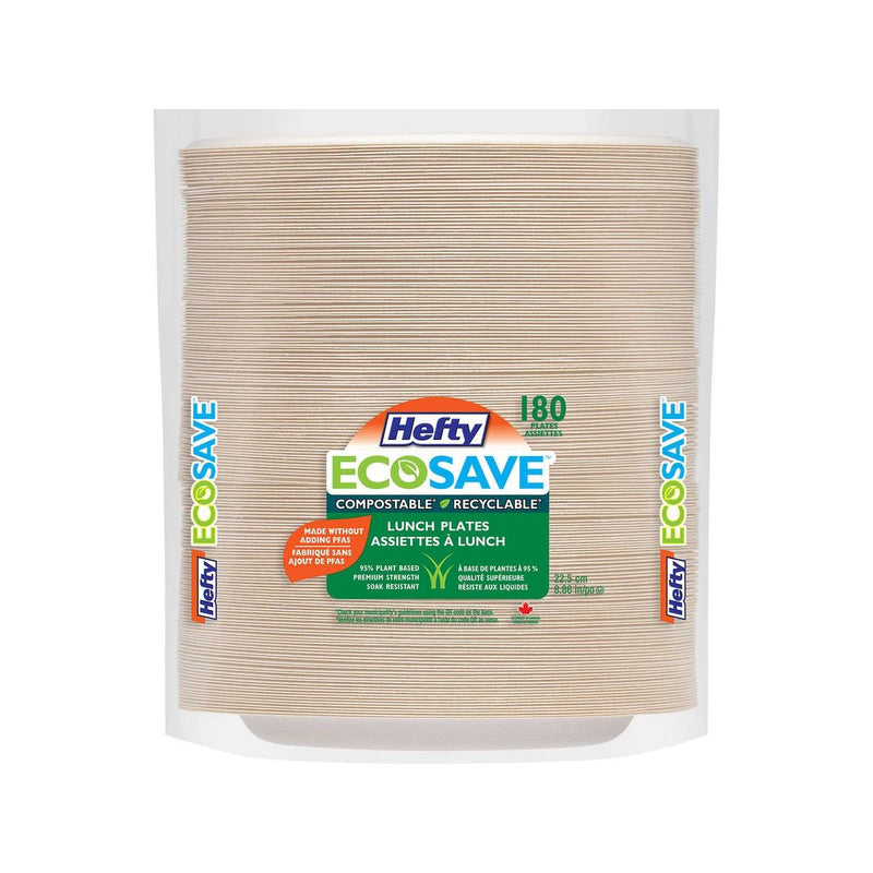 Hefty Ecosave Lunch Paper Plates - 8.8" - Pack of 180 - Miller & Bean Coffee Company