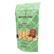 Side view of Honolulu Cookie Company Chocolate Chip Macadamia Mini Bites bag