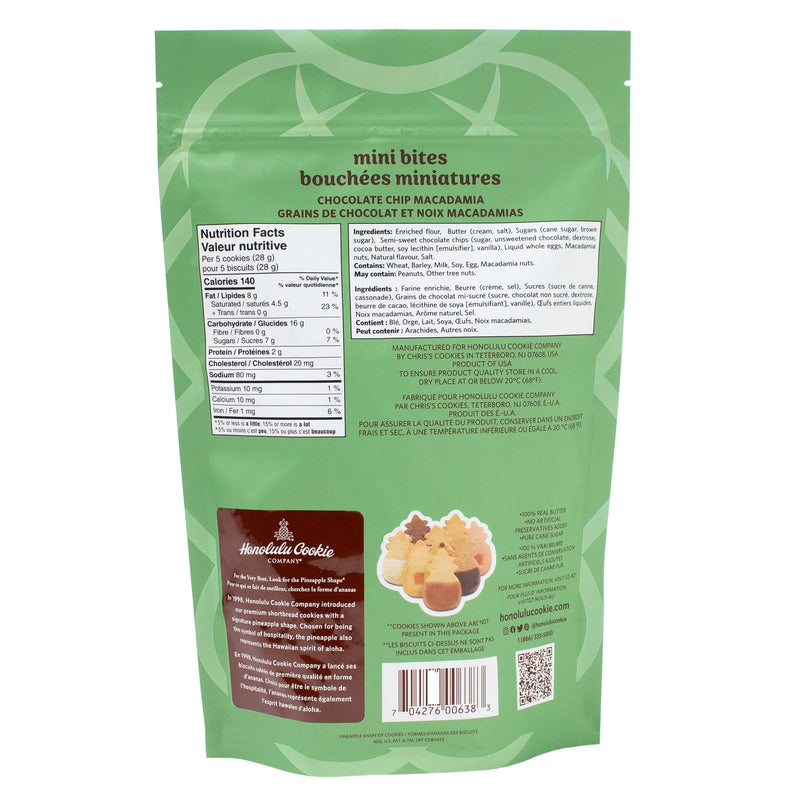 Honolulu Cookie Company Mini Bites nutrition facts, ingredients, and allergen information