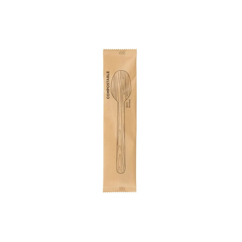 iECO - Individually Wrapped Birch Soup Spoons - Pack of 500 - Miller & Bean Coffee Company