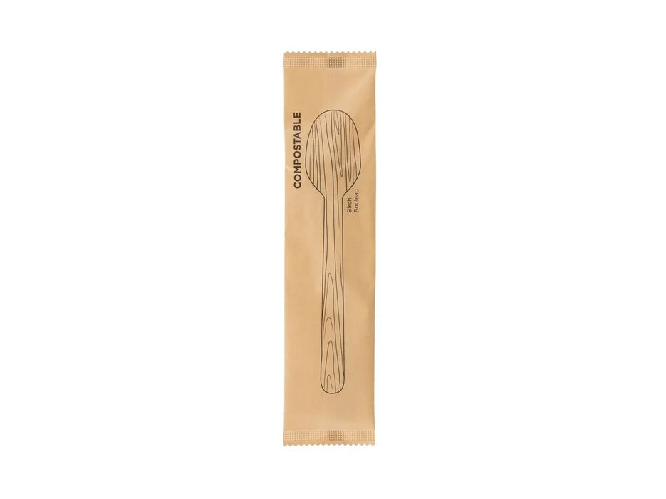 iECO - Individually Wrapped Birch Soup Spoons - Pack of 500 - Miller & Bean Coffee Company