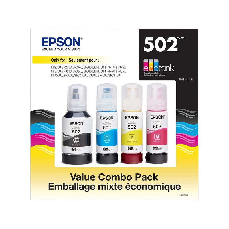Ink Bottle - Epson T5021 EcoTank Black and Tri - colour - Combo Pack of 4 - Miller & Bean Coffee Company