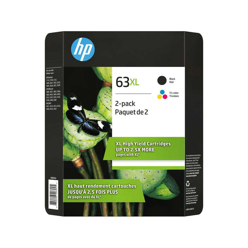 Ink Cartridge - HP 63XL - Black and Tri - Color High Yield Original - Combo Pack of 2 - Miller & Bean Coffee Company