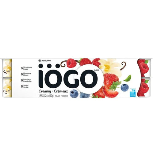 IOGO Creamy 1.5% - Strawberry, Raspberry, Blueberry, Vanilla - Pack of 24 x 100g - Miller & Bean Coffee Company