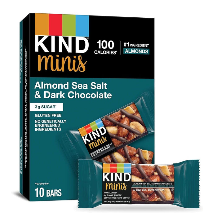 KIND Minis Almond Sea Salt & Dark Chocolate Bars - 10 x 20g - Miller & Bean Coffee Company