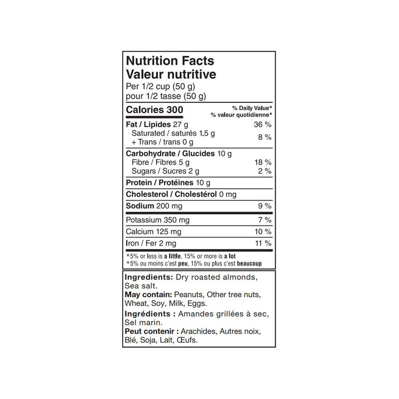 Kirkland Signature Dry Roasted Almonds nutrition facts, ingredients, and allergen information