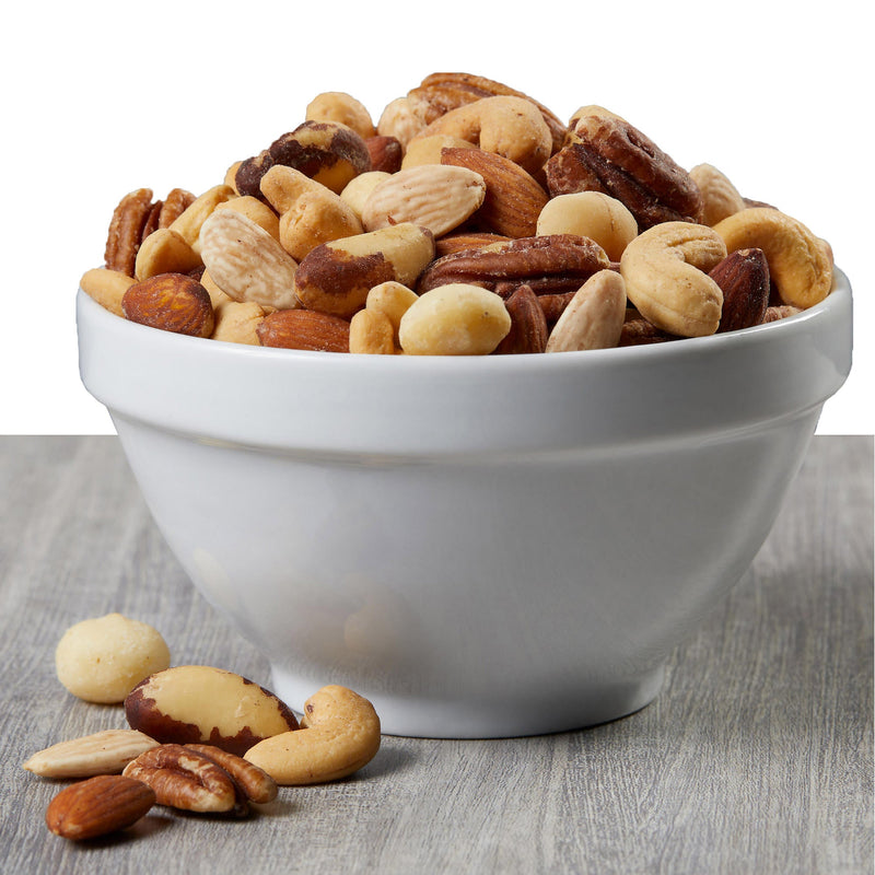 Kirkland Signature salted mixed nuts served in a bowl