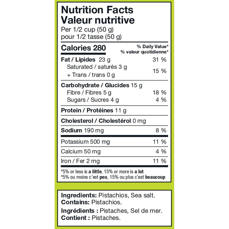 Kirkland Signature Shelled Pistachios nutrition facts and ingredients