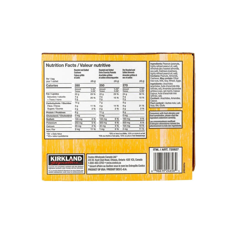 Kirkland Signature - Snacking Nuts Variety Pack - 30 × 45g - Miller & Bean Coffee Company