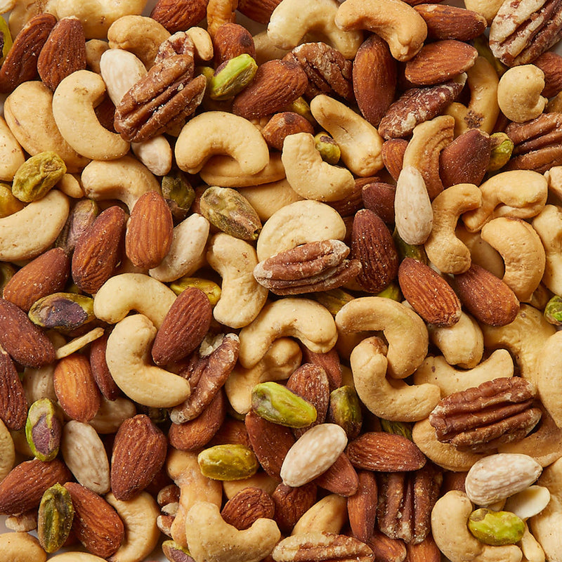 Kirkland Signature unsalted mixed nuts close-up