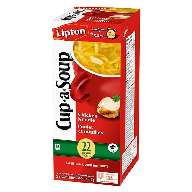 Lipton Cup a Soup Chicken Noodle 22 × 15g package side view