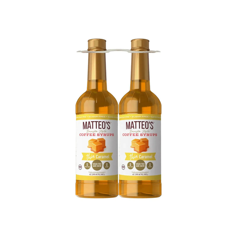 Matteo's Sugar Free Coffee Syrup - Caramel - 2 x 1L Bottle - Miller & Bean Coffee Company