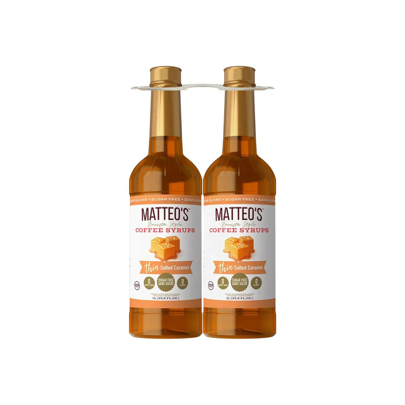 Matteo's Sugar Free Coffee Syrup - Salted Caramel - 2 x 1L Bottle - Miller & Bean Coffee Company