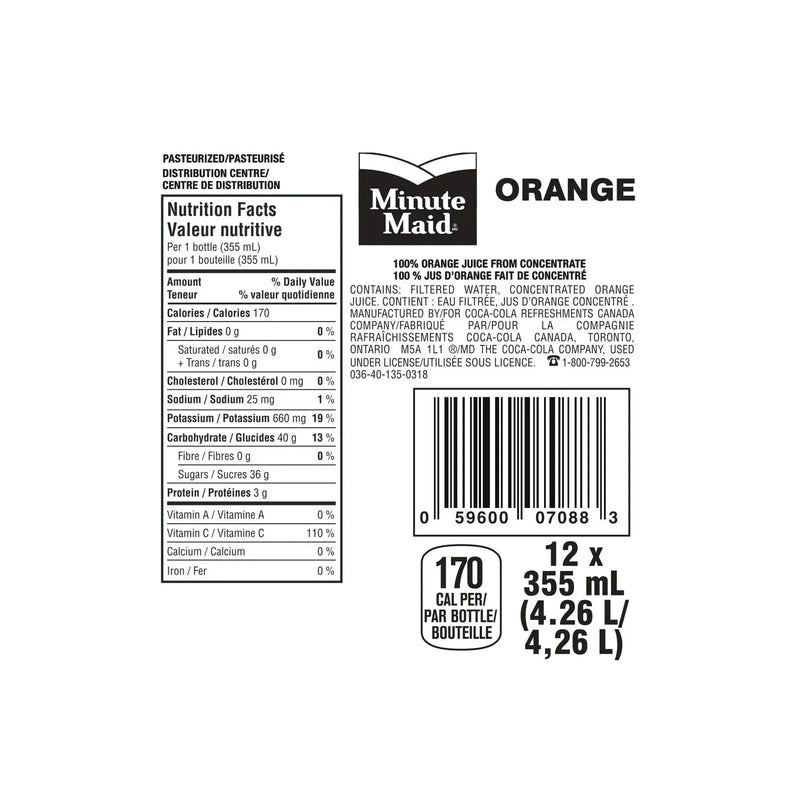 Minute Maid Orange Juice - 12 x 355 ml - Miller & Bean Coffee Company