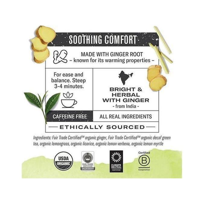 Numi Organic - Decaf Green Tea - Ginger Lemon - Box of 18 - Miller & Bean Coffee Company