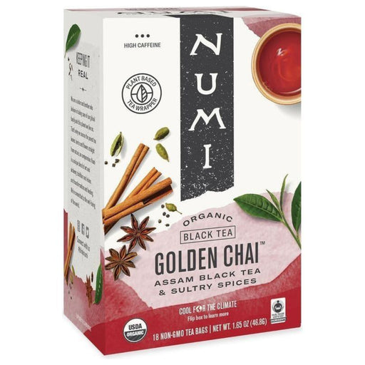Numi Organic Tea - Golden Chai - Box of 18 - Miller & Bean Coffee Company