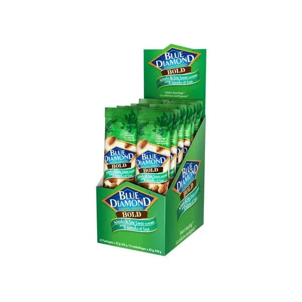Nuts - Blue Diamond Wasabi and Soy Sauce Almonds - Box of 12 Packs - Miller & Bean Coffee Company