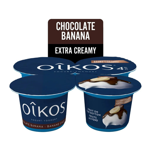 OIKOS Greek Yogurt - Banana Chocolate Flavour - Pack of 4 x 100g - Miller & Bean Coffee Company