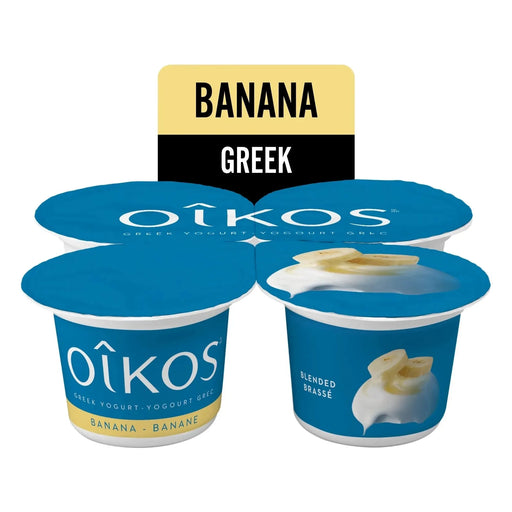 OIKOS Greek Yogurt - Banana Flavour - Pack of 4 x 100g - Miller & Bean Coffee Company