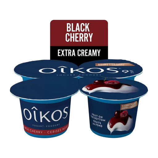 OIKOS Greek Yogurt - Black Cherry Flavour - Pack of 4 x 100g - Miller & Bean Coffee Company