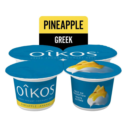 OIKOS Greek Yogurt - Pineapple Flavour - Pack of 4 x 100g - Miller & Bean Coffee Company