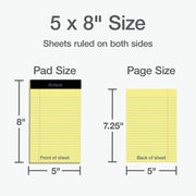 Oxford 5 in × 8 in canary yellow legal pad details