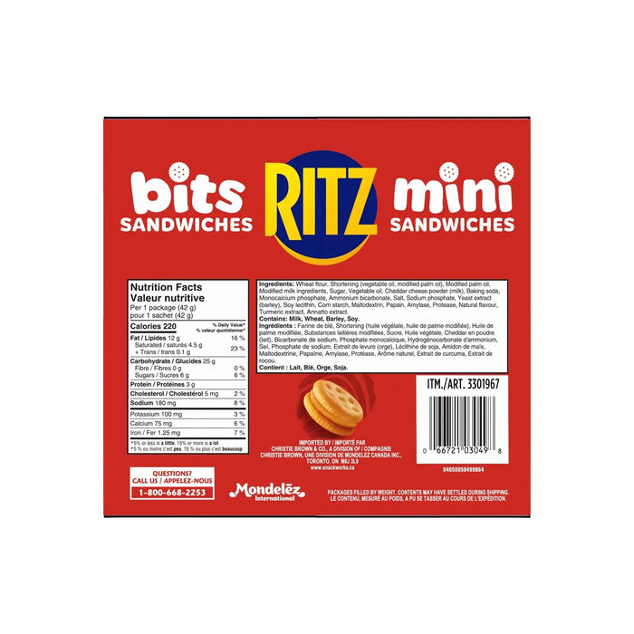Ritz Mini Bits Cheese Flavoured Sandwiches 34 x 42g - Miller & Bean Coffee Company