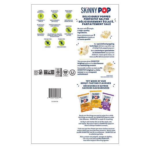 SkinnyPop Original Popcorn package details and product features