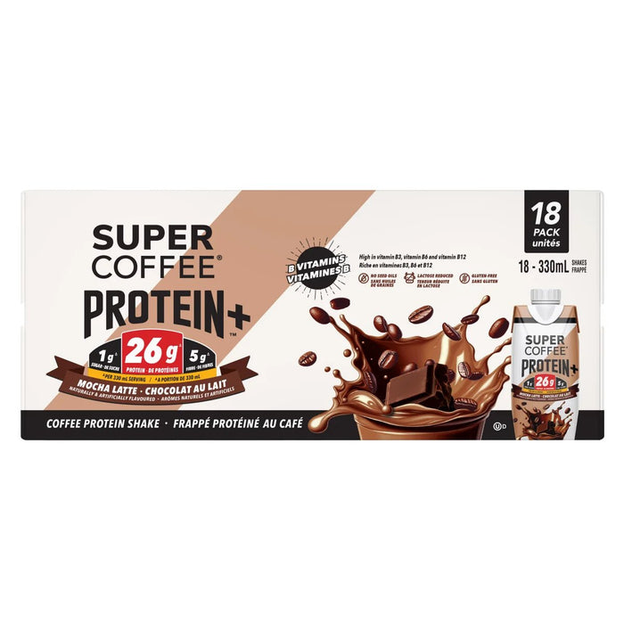 Super Coffee Protein - Mocha Latte Protein Shake - 18x330ml - Miller & Bean Coffee Company