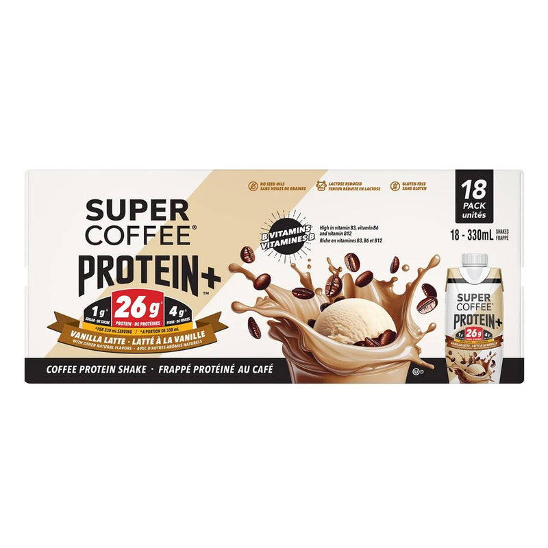 Super Coffee Protein - Vanilla Latte Protein Shake - 18x330ml - Miller & Bean Coffee Company