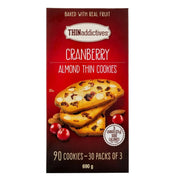 THINaddictives Cranberry Almond Thin Cookies - Individually Wrapped - 30 x 23g - Miller & Bean Coffee Company