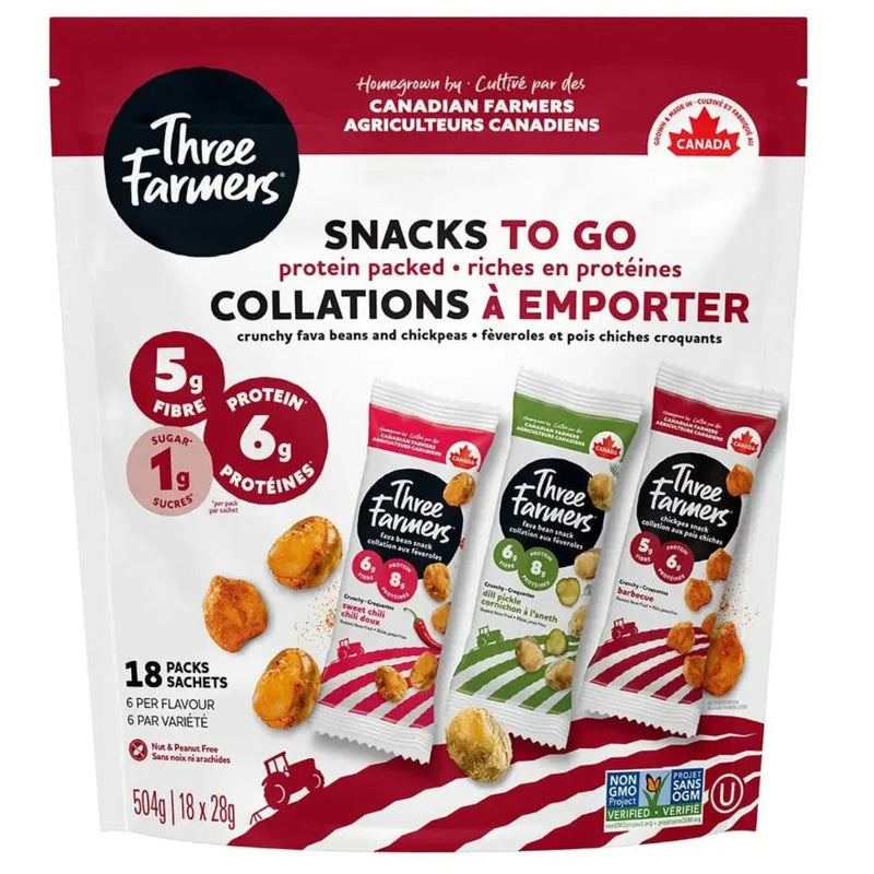 Three Farmers - Chickpeas & Fava Beans - Healthy Variety Snack Packs - 18 × 28g - Miller & Bean Coffee Company