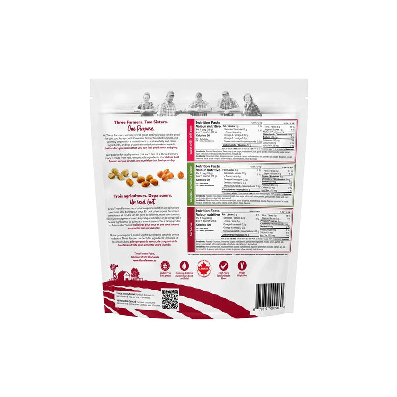 Three Farmers - Chickpeas & Fava Beans - Healthy Variety Snack Packs - 18 × 28g - Miller & Bean Coffee Company